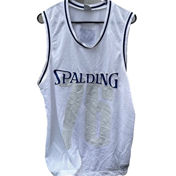Vintage Spalding White Basketball Jersey Men’s Size Large Activewear - Picture 1 of 15
